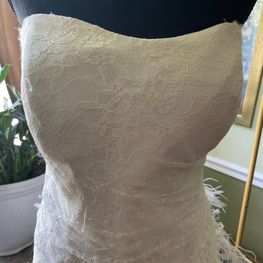 Elegant Strapless White Lace Wedding Dress Plus Size - Picture 4 of 16